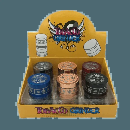 4 Part Embossed Cannabis Leaf Metal Grinder