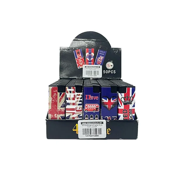 50 x 4Smoke Wind-Proof Love London Printed Lighters – FV10