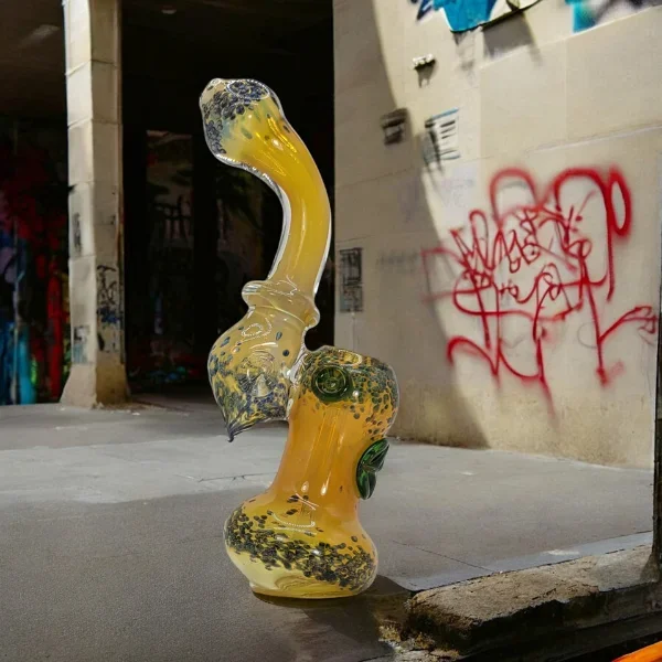 7″ Double Grass Frit Bubbler with Leaf Decal –