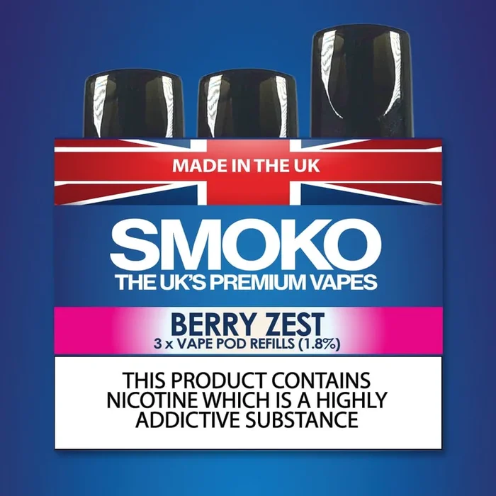 Berry Zest (ENERGY) VAPE POD Refills – UK Made VAPE Refills