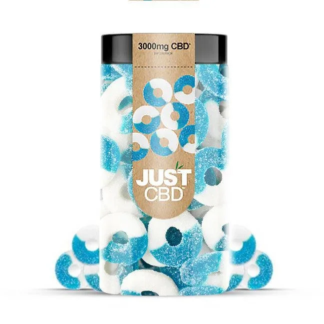 Blue Raspberry Rings CBD Gummies Jar 3000mg