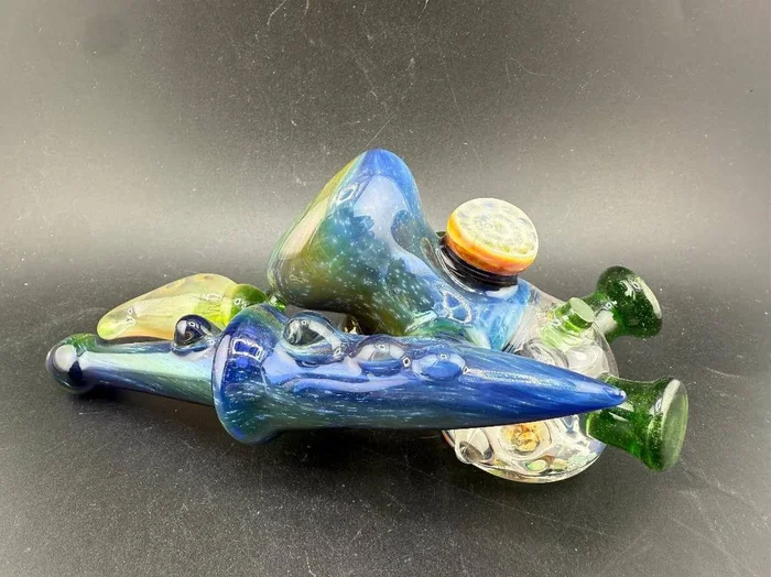 Brando Glass X Micahmazing Sidecar Pipe -Space Fume Tech & Liquid Filled