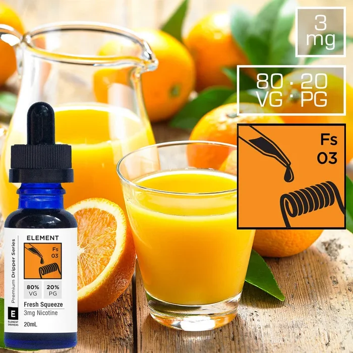 Element Freshly Squeezed Orange 3mg 8020 High-Vapour Dripper E-Liquid