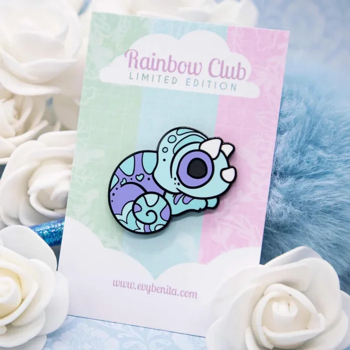 Evy Benita Enamel Pin – Rainbow Club Chameleon