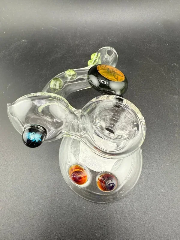 Filla John Glass Sidecar Pipe Clear w/ Color Accents & Pendant Attachments