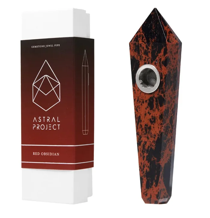 Gemstone Jewel Pipe – Red Obsidian