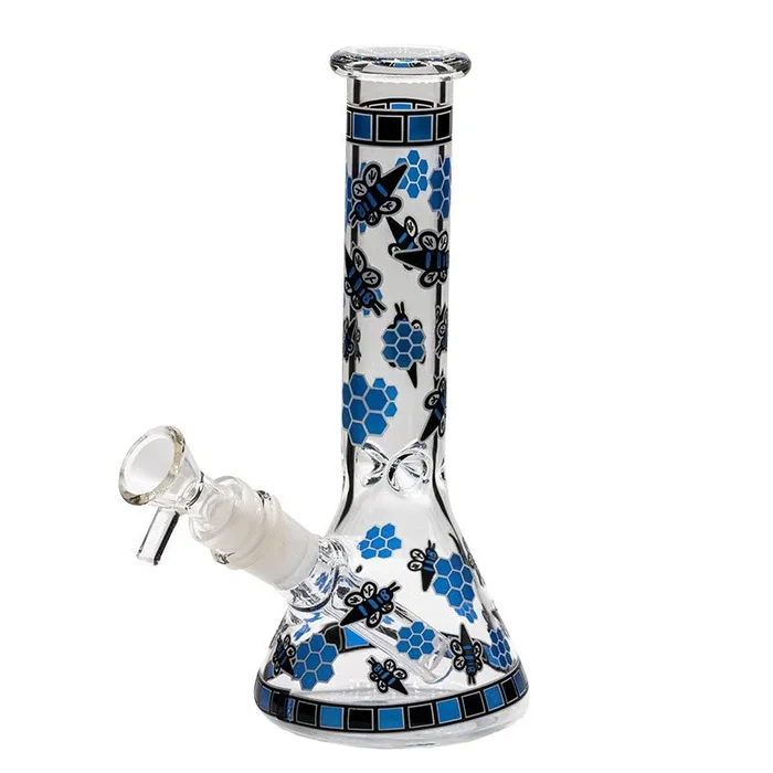 Honey Bee Glow In the Dark 8″ Beaker Bong