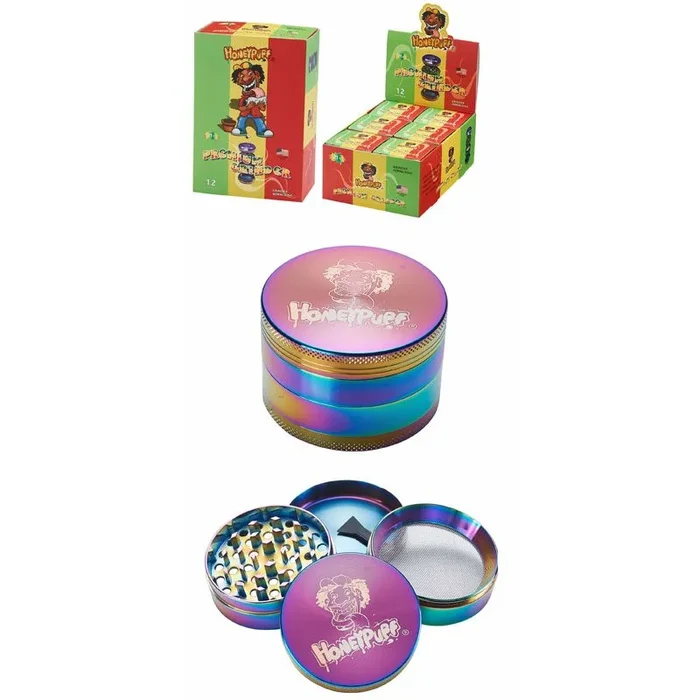 Honey Puff – 63mm 4-Pc Grinder – Rainbow