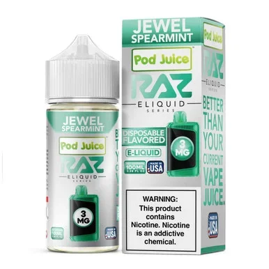 Jewel Spearmint Tobacco Free Nicotine E-Juice 100ml | Pod Juice x RAZ