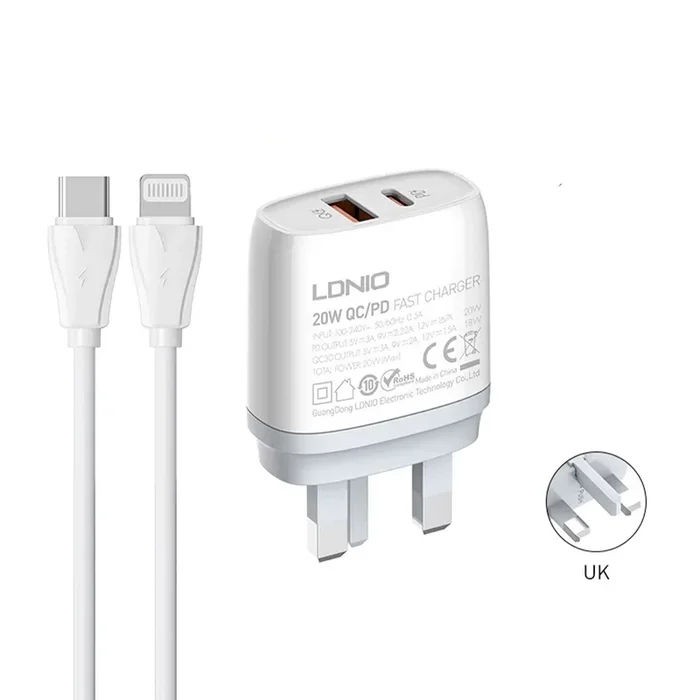LDNIO 20W Plug Fast Charger Mobile Phone & Cable Charger UK