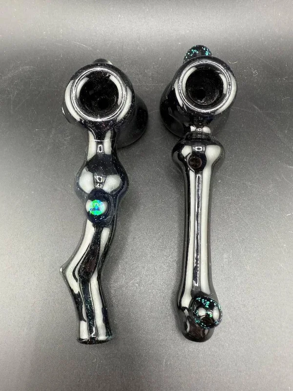 Paul Smith Glass Hammer Pipe – Black w/ Crushed Opal