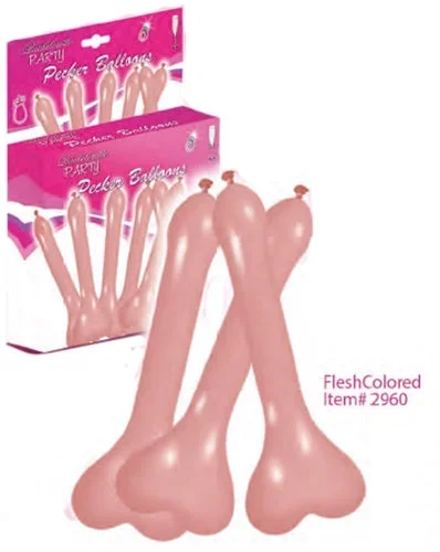 Pecker Balloons Flesh Color 6 Pc Box
