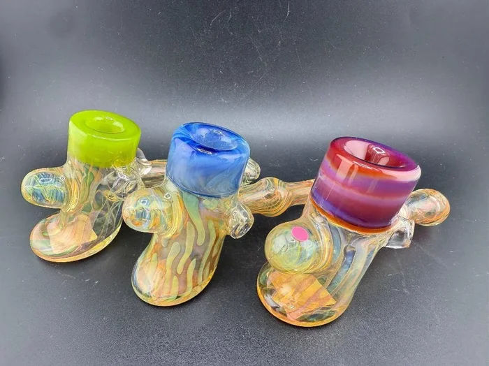 Pugsley Glass Hammer Pipe – Fumed w/ Color Accent Caps & Marbles