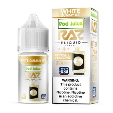 Salt White Gummy Ice Tobacco Free Nicotine E-Juice 30ml | Pod Juice x RAZ