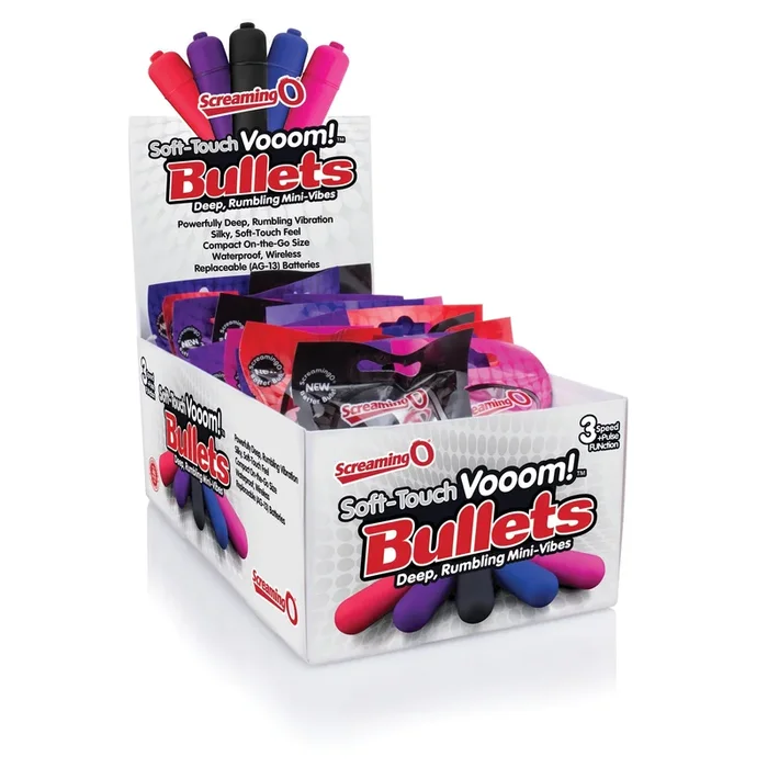 Soft-Touch Vooom! Bullets – 20 Count Pop Box Display – Assorted Colors
