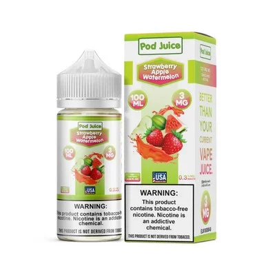 Strawberry Apple Watermelon Tobacco Free Nicotine E-Juice 100ml | Pod Juice