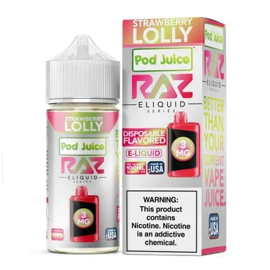 Strawberry Lolly Tobacco Free Nicotine E-Juice 100ml | Pod Juice x RAZ