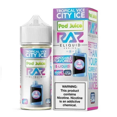 Tropical Vice City Ice Tobacco Free Nicotine E-Juice 100ml | Pod Juice x RAZ