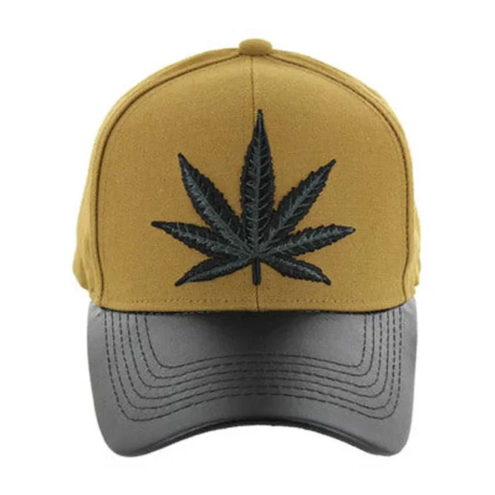 VM200 Marijuana Baseball Hat – Mustard & Black PU (Pack of 12)