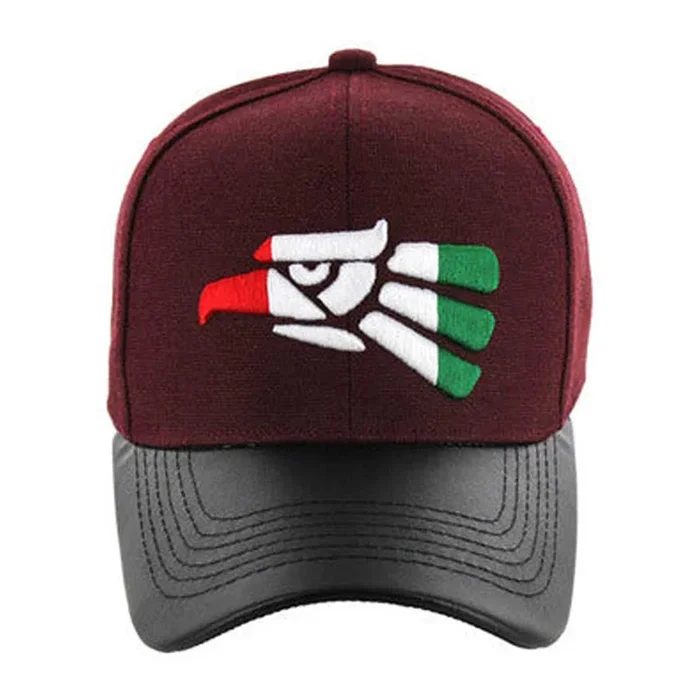 VM200 Mexico Velcro Hat – Burgundy & Black PU (Pack of 12)