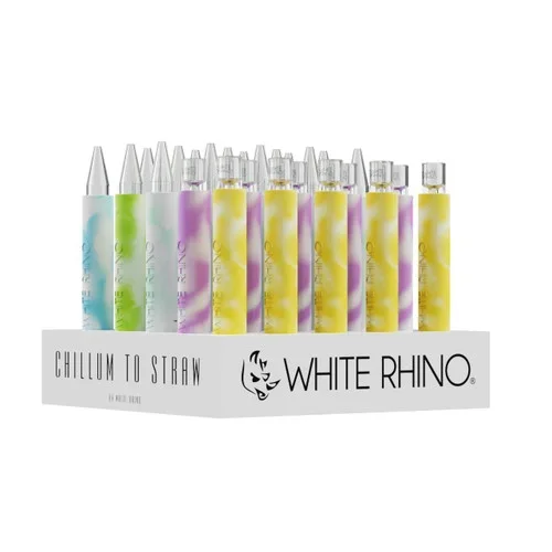 White Rhino Chillum To Straw Quartz Glow in the Dark – Assorted Colors (25 Count Display)