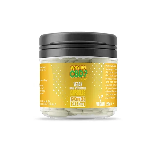 Why So CBD? 1200mg Broad Spectrum CBD Vegan Capsules – 30 Caps