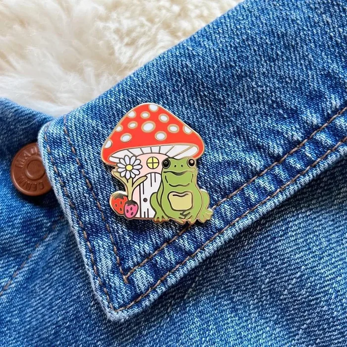 Wildflower Co. Enamel Pin – Frog & Mushroom