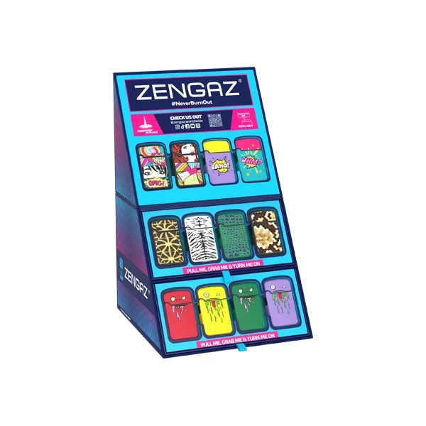 Zengaz Cube ZL-12 Royal Jet (EU-S5) – Jet Flame Lighters Bundle + 48 Lighters with Cube display stand