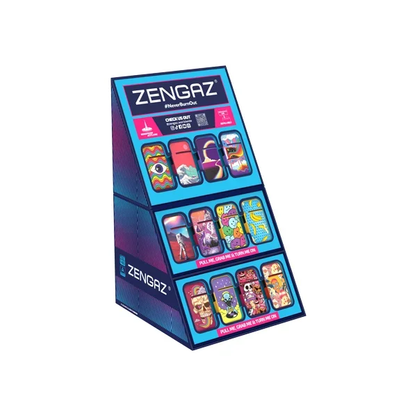 Zengaz Cube ZL-13 Wing Jet (UK-S2) – Jet Flame Lighters Bundle + 48 Lighters with Cube display stand