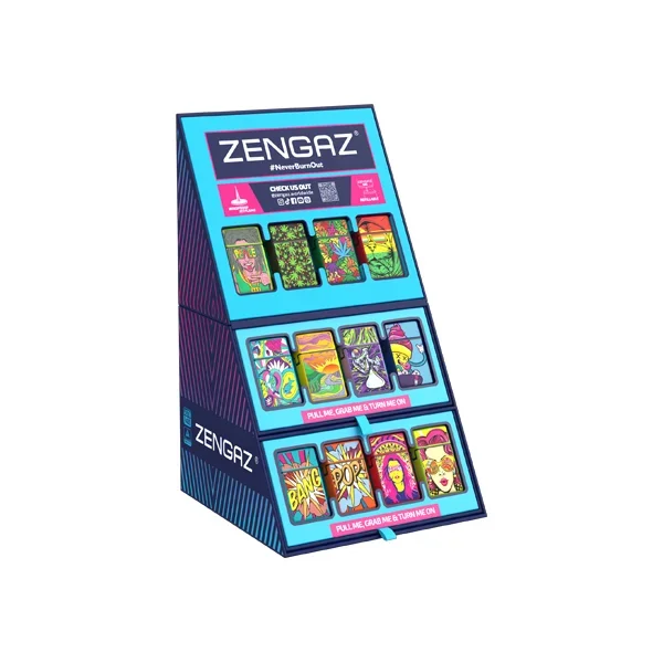 Zengaz Cube ZL-30 Chip Set (UK-S4) – Jet Flame Lighters Bundle + 48 Lighters with Cube display stand