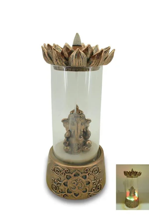 ZenN – Ganesh w/ Lotus LED Backflow Incense Burner 4.1×4.1×8.9”